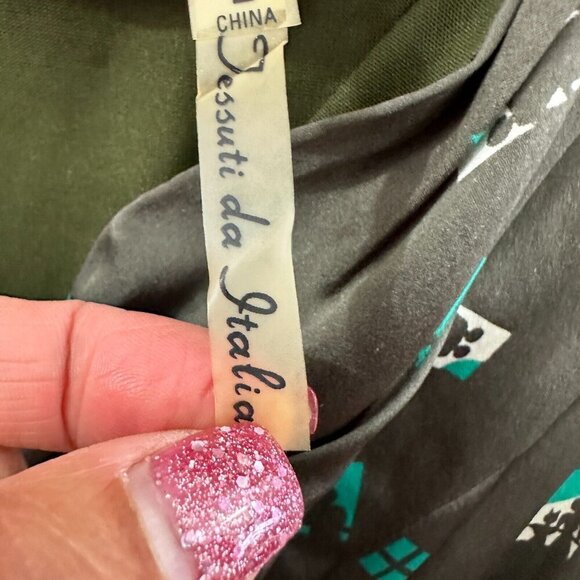 MIKAEL AGHAL Silk Dress Made in Italy Pleated Sheath Novelty Print - Picture 16 of 16